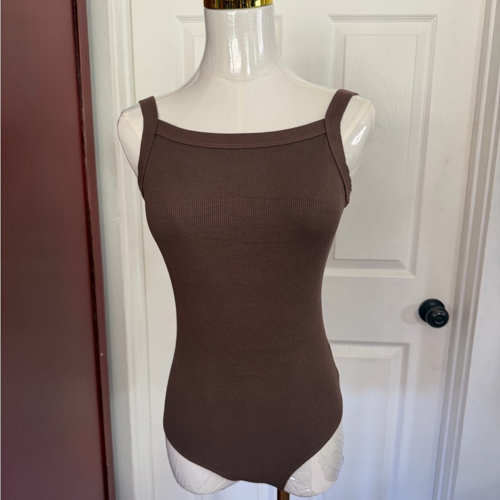 House of Harlow 1960 Chocolate Ribbed Bodysuit